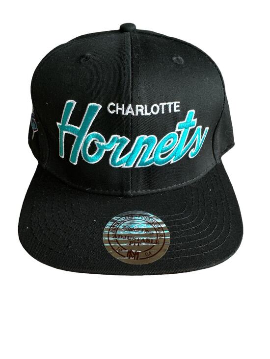 Mitchell & Ness Other - Charlotte Hornets 90s Style Script Mitchell & Ness Black Snapback Hat